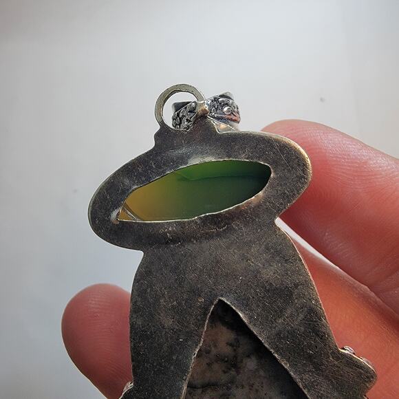Necklace Pendants Dendritic Agate & Green Onyx Handmade Jewelry Sterling Silver - Picture 5 of 10